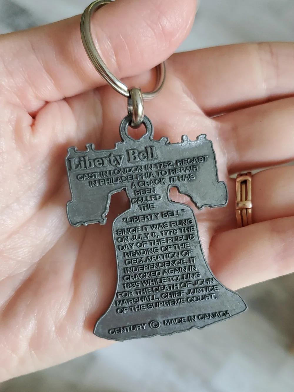 Liberty Bell Pewter Keychain Made In Canada From The 90s